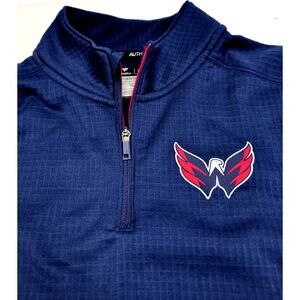 Women's Navy Washington Capitals Authentic Pro Rink Quarter-Zip Jacket XL Waffle